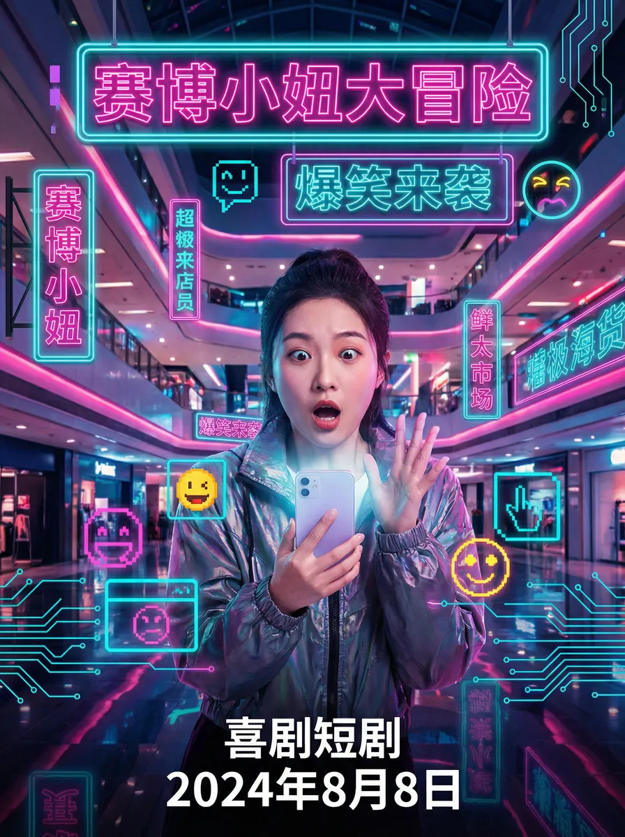 吃瓜群众 搞笑喜剧短剧 - 赛博小妞大冒险海报